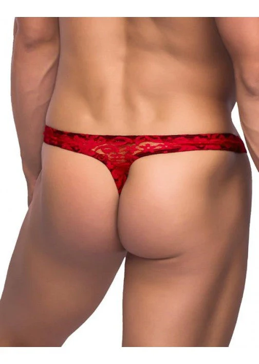 Male Power Lace Thong Red L/XL 442162RESM - Image 2