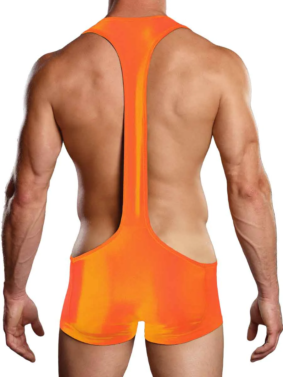 Male Power Nylon Spandex Sling Short Bodysuit L/XL Orange PAK846 - Image 2