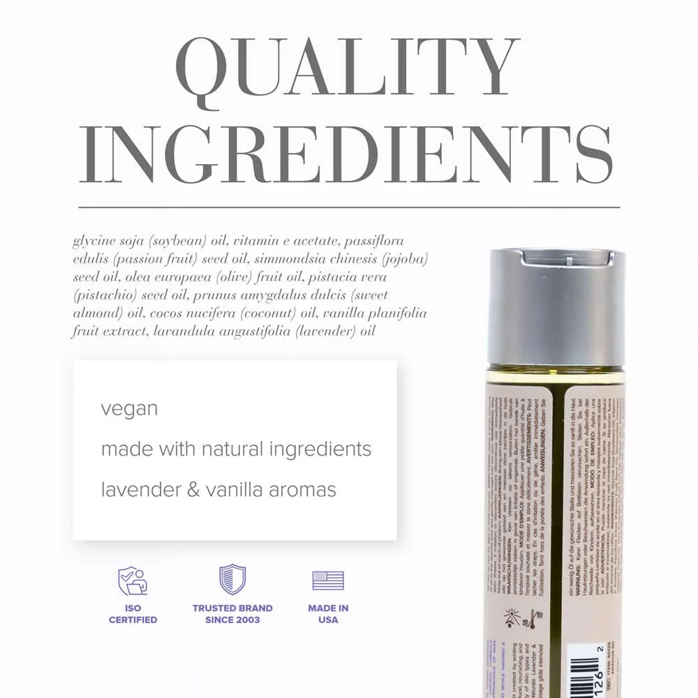 JO Naturals Lavender & Tahitian Vanilla Massage Oil 120ml - Image 2