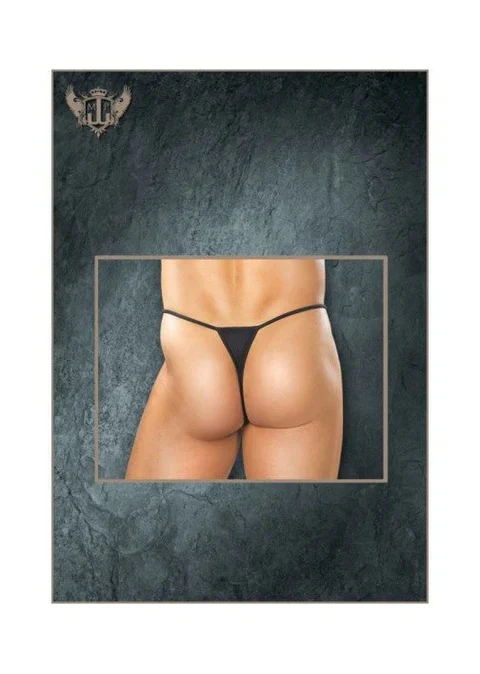 Male Power Nylon Spandex G Thong w/ Straps & Rings Black L/XL - PAK828 - Image 2
