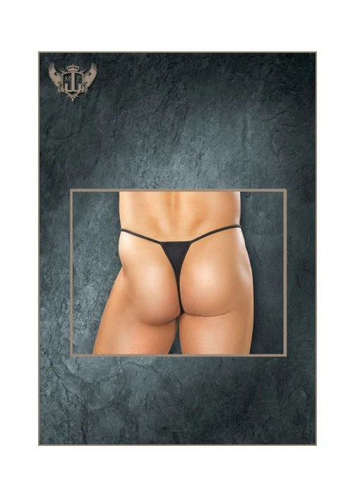 Male Power Nylon Spandex G Thong w/ Straps & Rings Black S/M - PAK828 - Image 2
