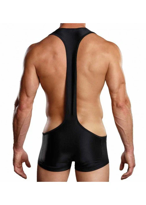 Male Power Nylon Spandex Sling Short Bodysuit Black S/M - Image 2