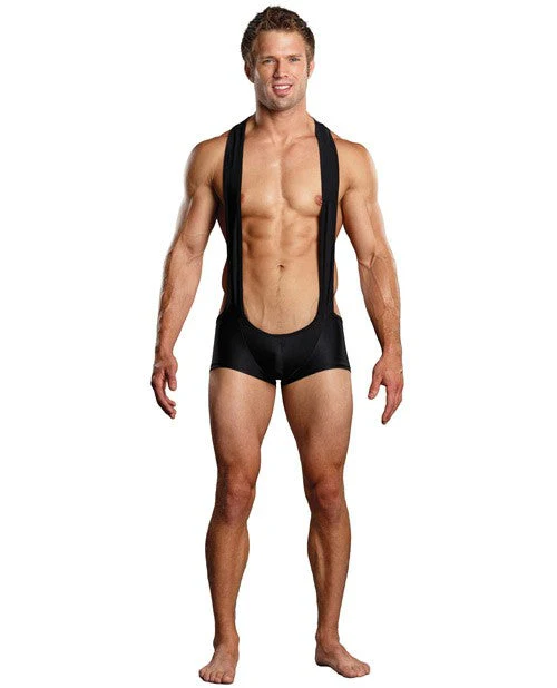 Male Power Nylon Spandex Sling Short Bodysuit Black S/M - Image 3