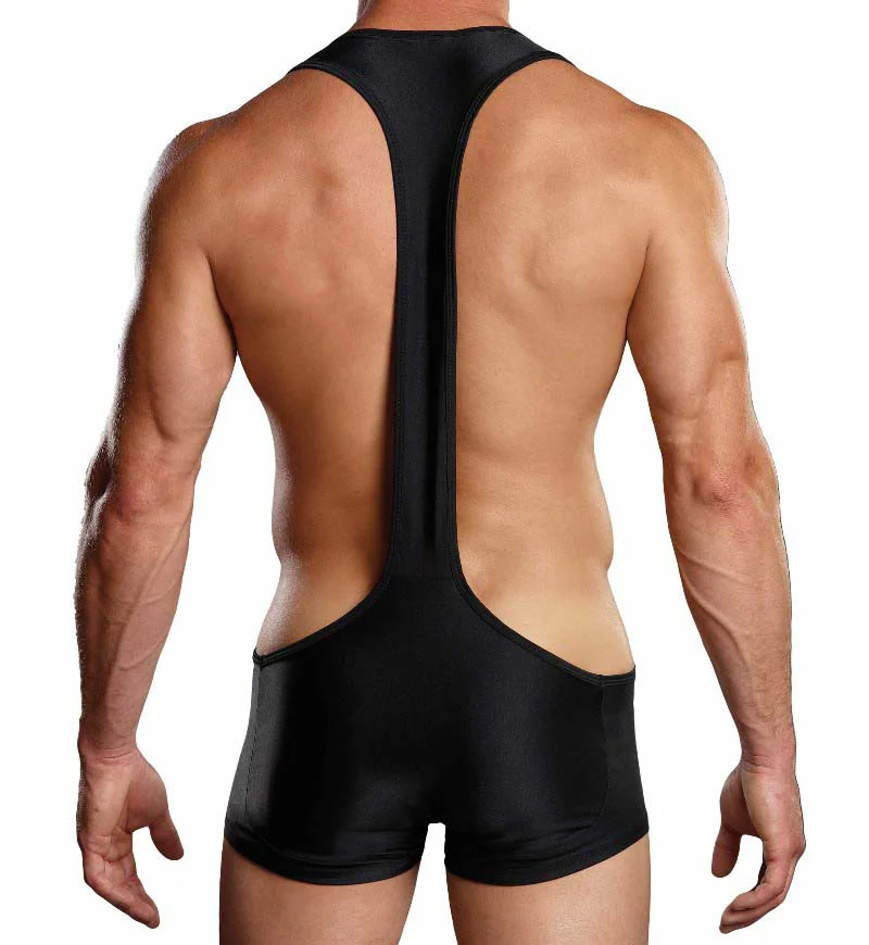 Male Power Nylon Spandex Sling Short Bodysuit S/M Black PAK846 - Image 2
