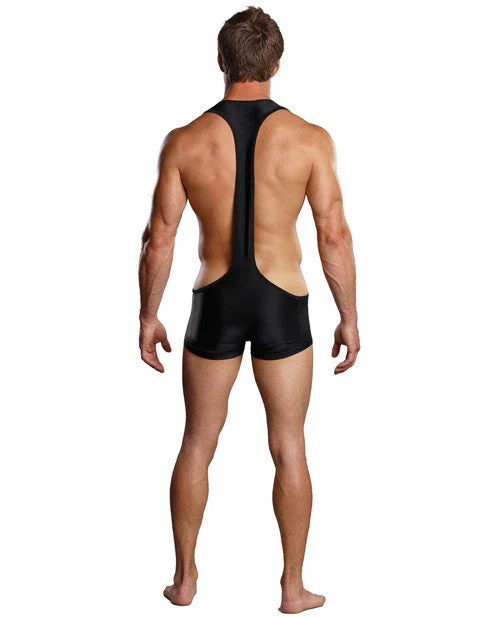 Male Power Nylon Spandex Sling Short Bodysuit Black S/M - Image 4