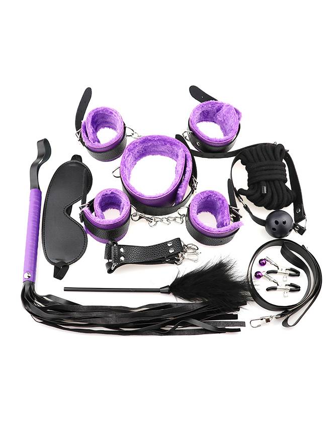 Oh Yeah Black & Purple Bondage Kit 10 Piece - C80719-3