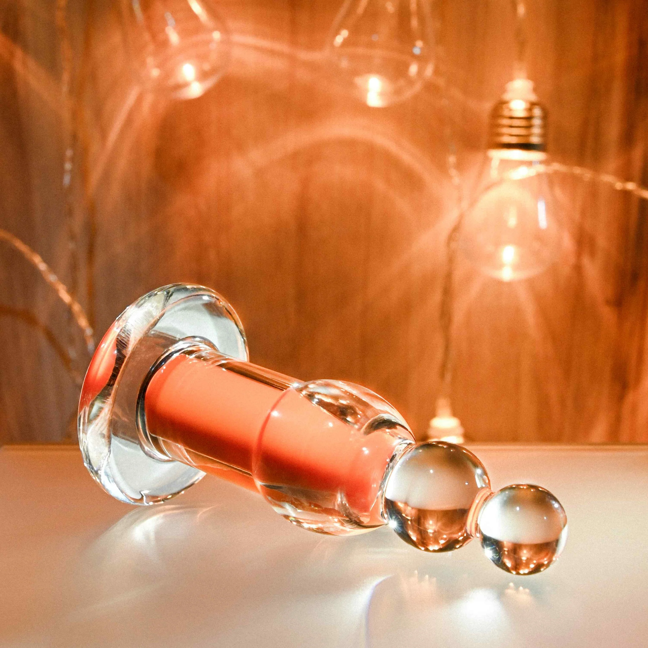 Orange Dream Clear Vibrating Beaded Shape with Remote Control - Image 3