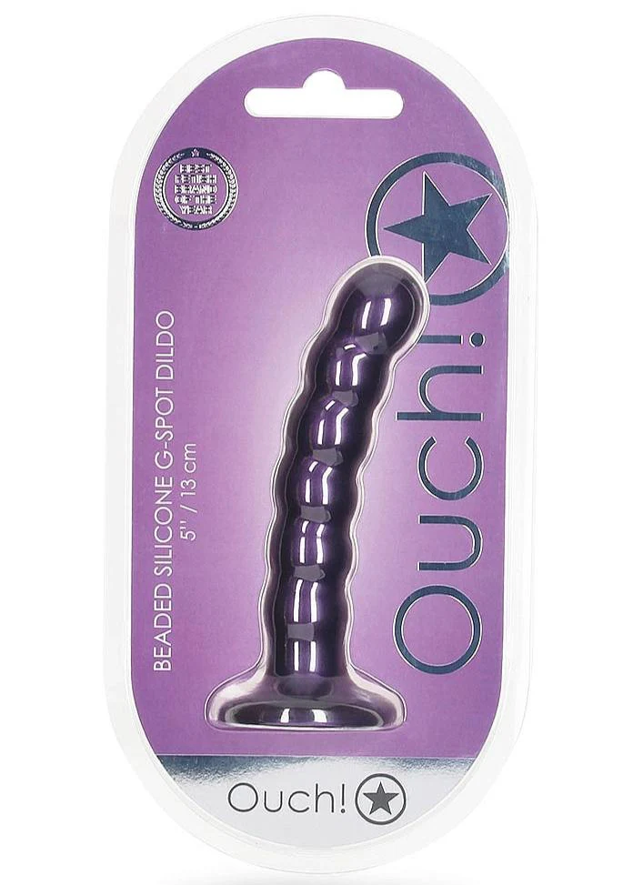 Ouch Beaded G-Spot Dildo 5'' Metallic Purple