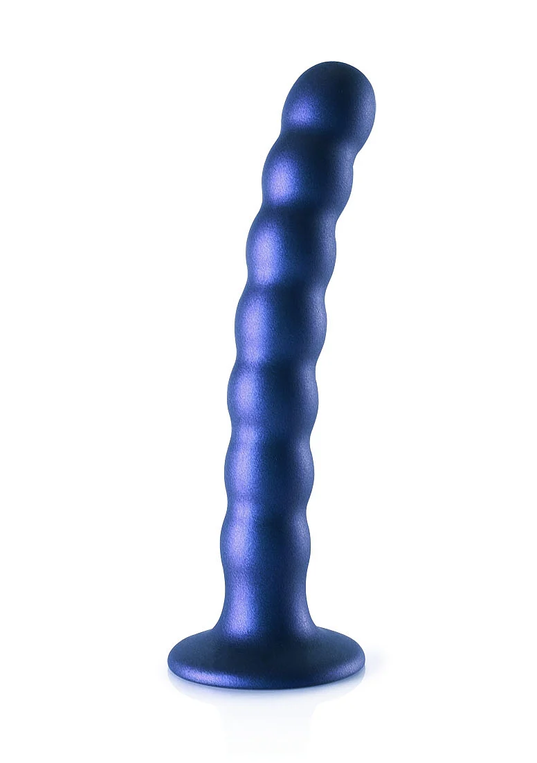 Ouch Beaded G-Spot Dildo 6.5'' Metallic Blue - Image 2