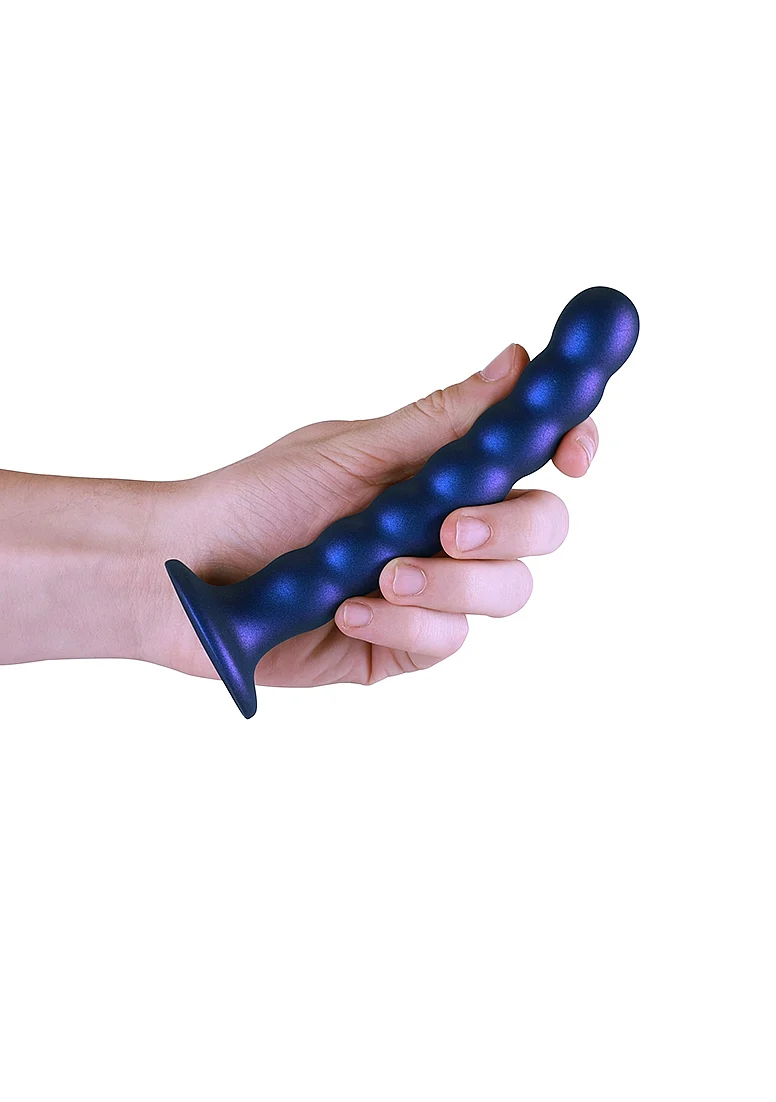 Ouch Beaded G-Spot Dildo 6.5'' Metallic Blue - Image 4