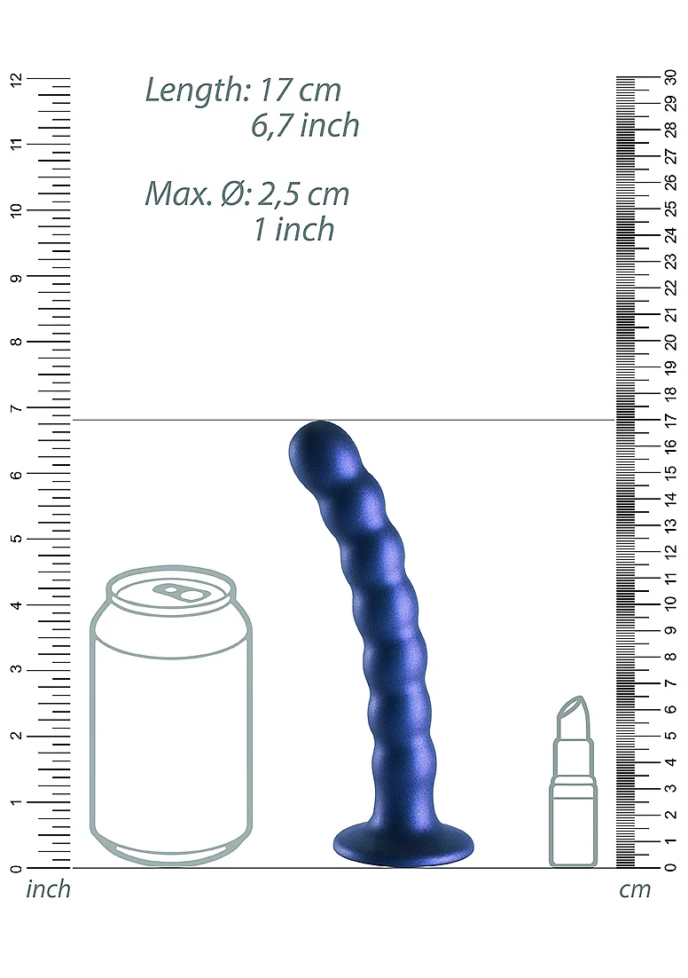 Ouch Beaded G-Spot Dildo 6.5'' Metallic Blue - Image 5