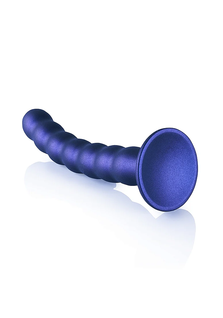 Ouch Beaded G-Spot Dildo 8'' Metallic Blue - Image 4