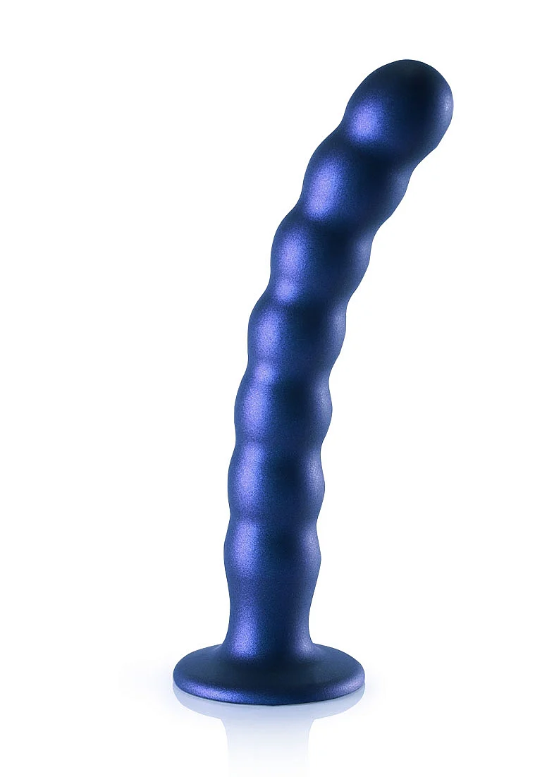 Ouch Beaded G-Spot Dildo 8'' Metallic Blue - Image 6