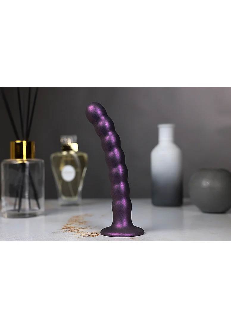 Ouch Beaded G-Spot Dildo 8'' Metallic Purple - Image 8