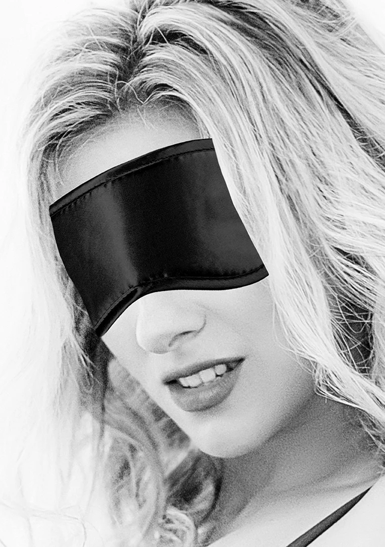 Ouch Black & White Satin Eye Mask Black - Image 3
