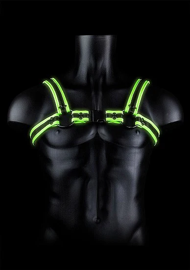 Ouch Glow In The Dark - Bonded Leather Buckle Harness L/XL - Image 2