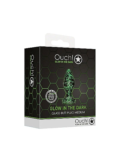 Ouch Glow in Dark Glass Butt Plug Medium