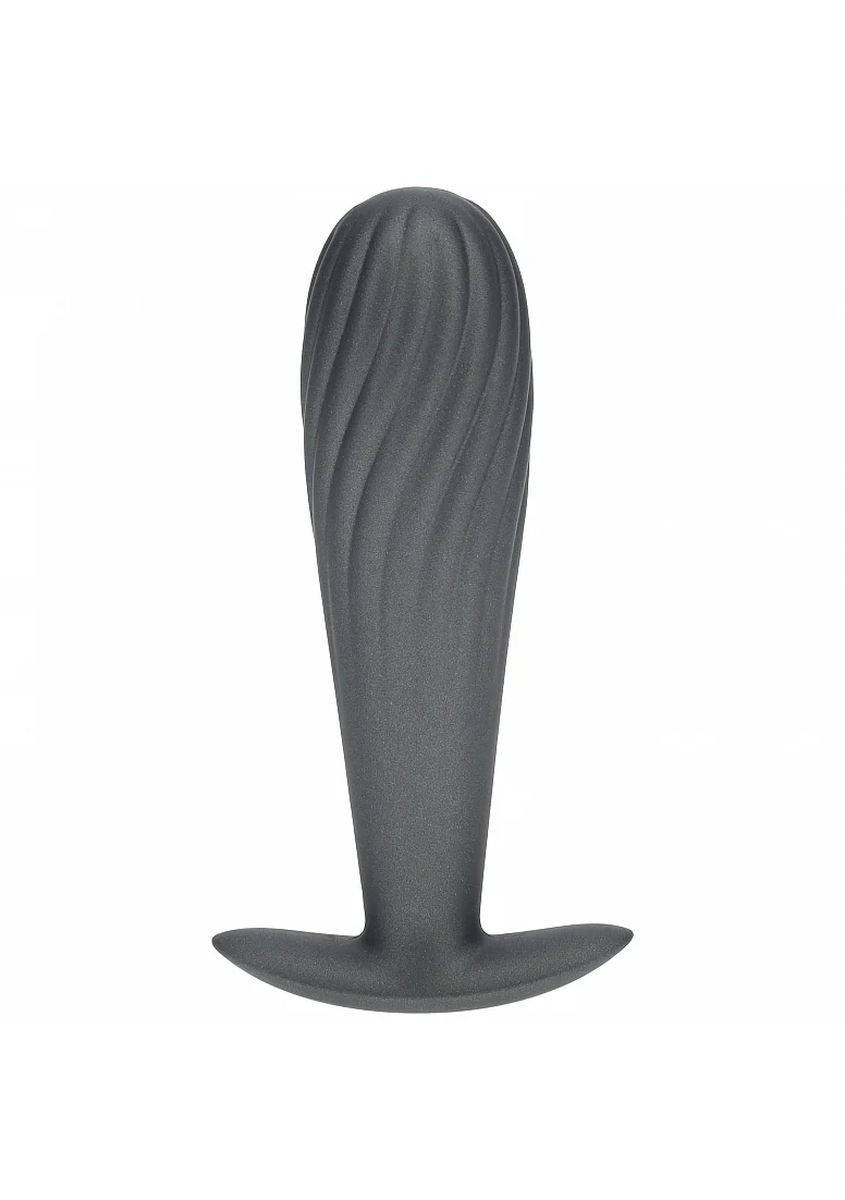Ouch Ribbed Anal Plug 4.6" Gun Metal - Image 2