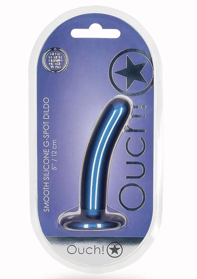 Ouch Smooth G-Spot Dildo 5'' Metallic Blue