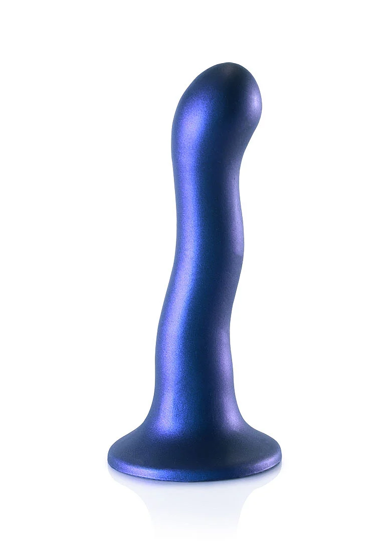 Ouch Ultra Soft Curvy G-Spot Dildo - 7" - Metallic Blue - Image 2