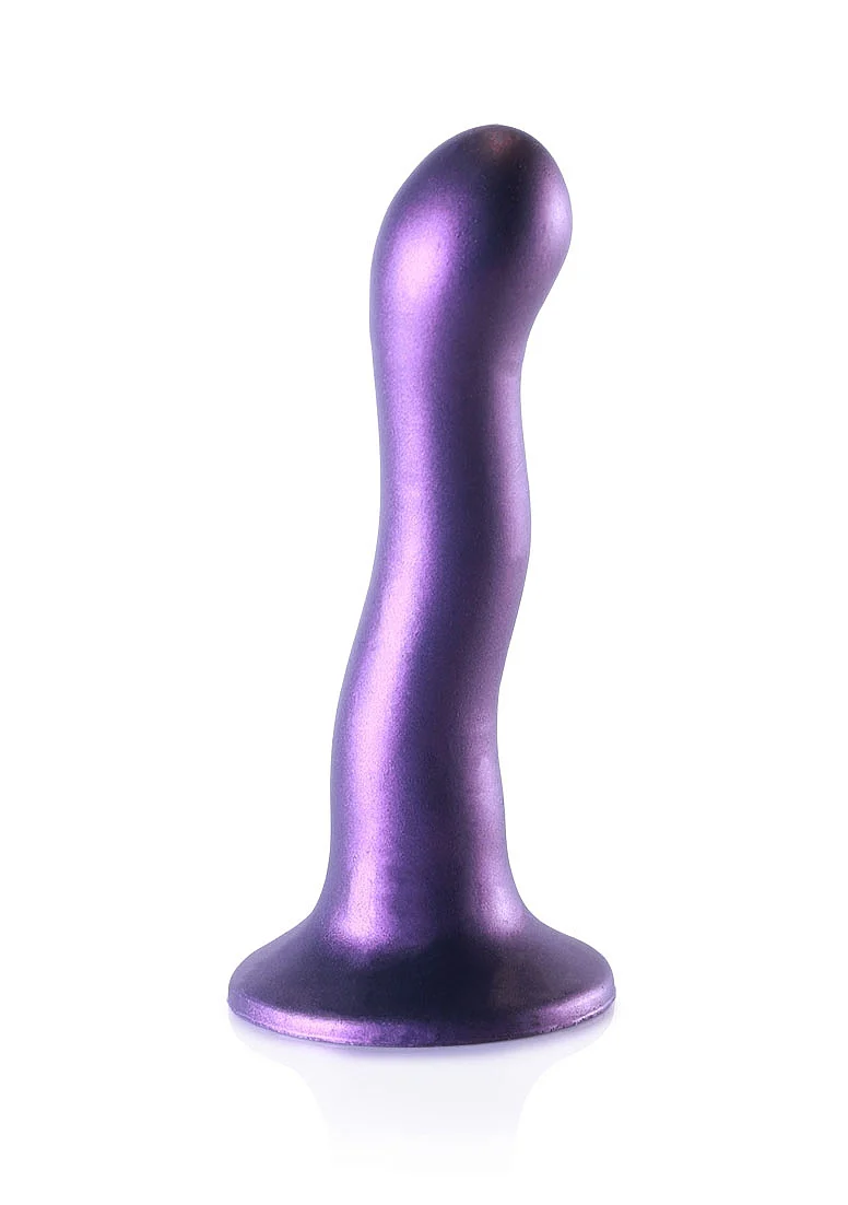 Ouch Ultra Soft Curvy G-Spot Dildo 7" Metallic Purple - Image 2