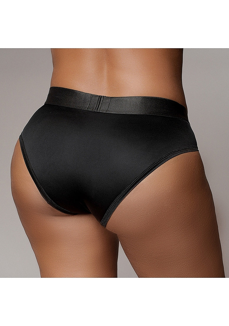 Ouch Vibrating Strap-on High-cut Brief - Black - XL/XXL - Image 2