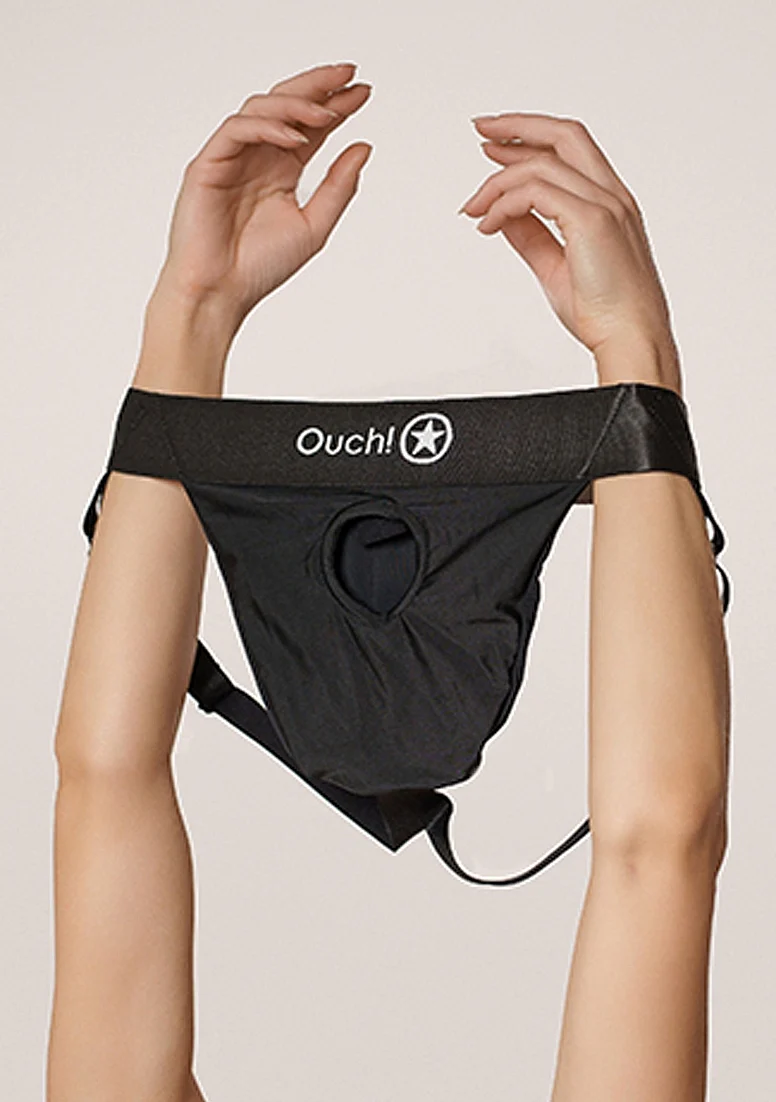 Ouch Vibrating Strap-on Panty Harness with Open Back - Black - XS/S - Image 3