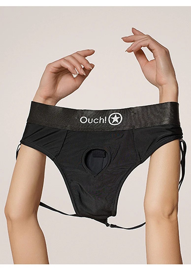 Ouch Vibrating Strap On Thong - Black M/L - Image 3