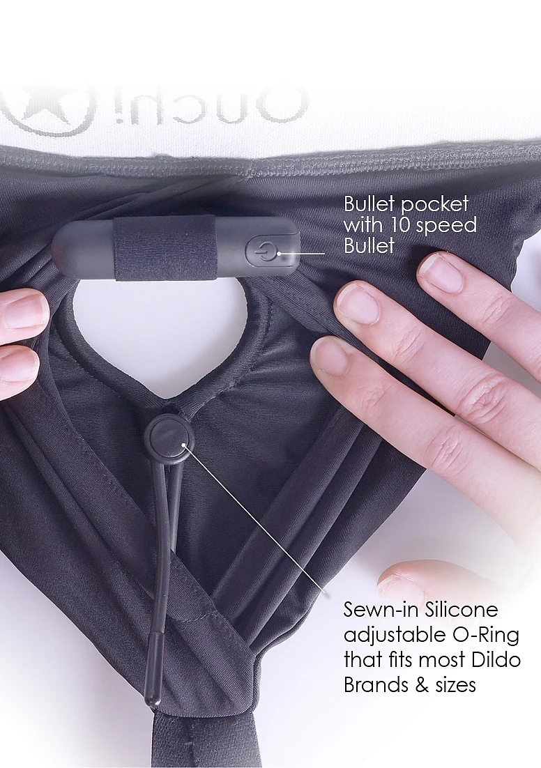 Ouch Vibrating Strap-on Thong with Removable Butt Straps - Black - XL/XXL - Image 3