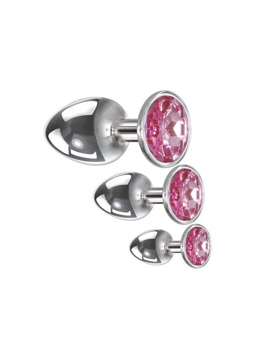Adam & Eve Pink Gem Anal Plug Set Round Bottom - Image 2