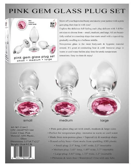 Adam & Eve Pink Gem Glass Plug Set - Image 4