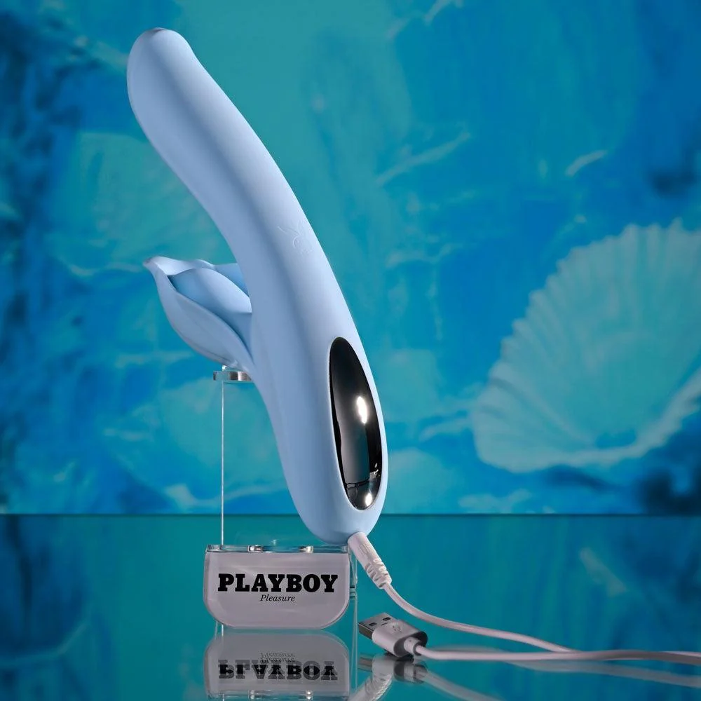 In Bloom Rechargeable Thrusting Tapping & Heating Dual Rabbit Vibrator - Image 9