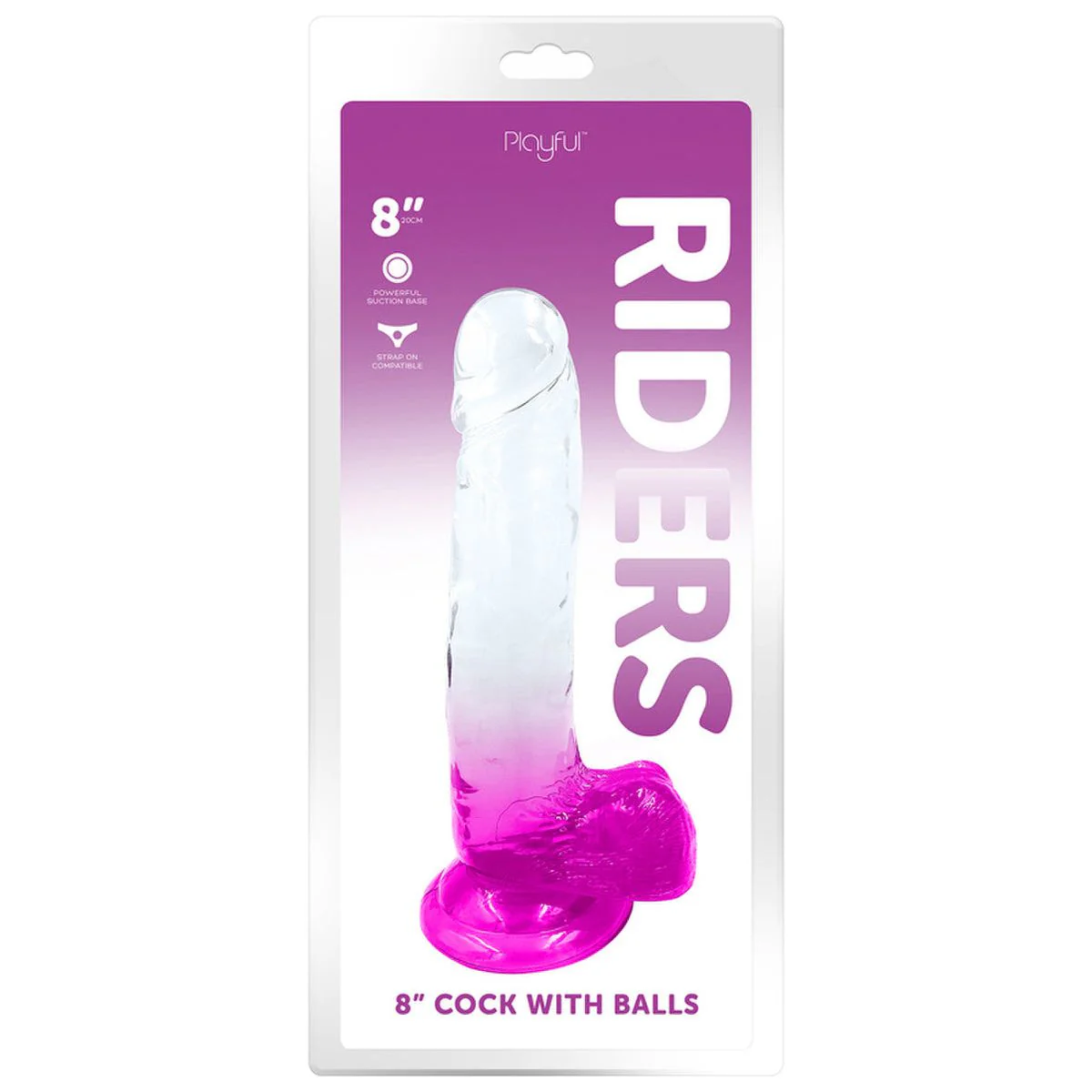 Playful Riders 8" Cock with Balls Pink