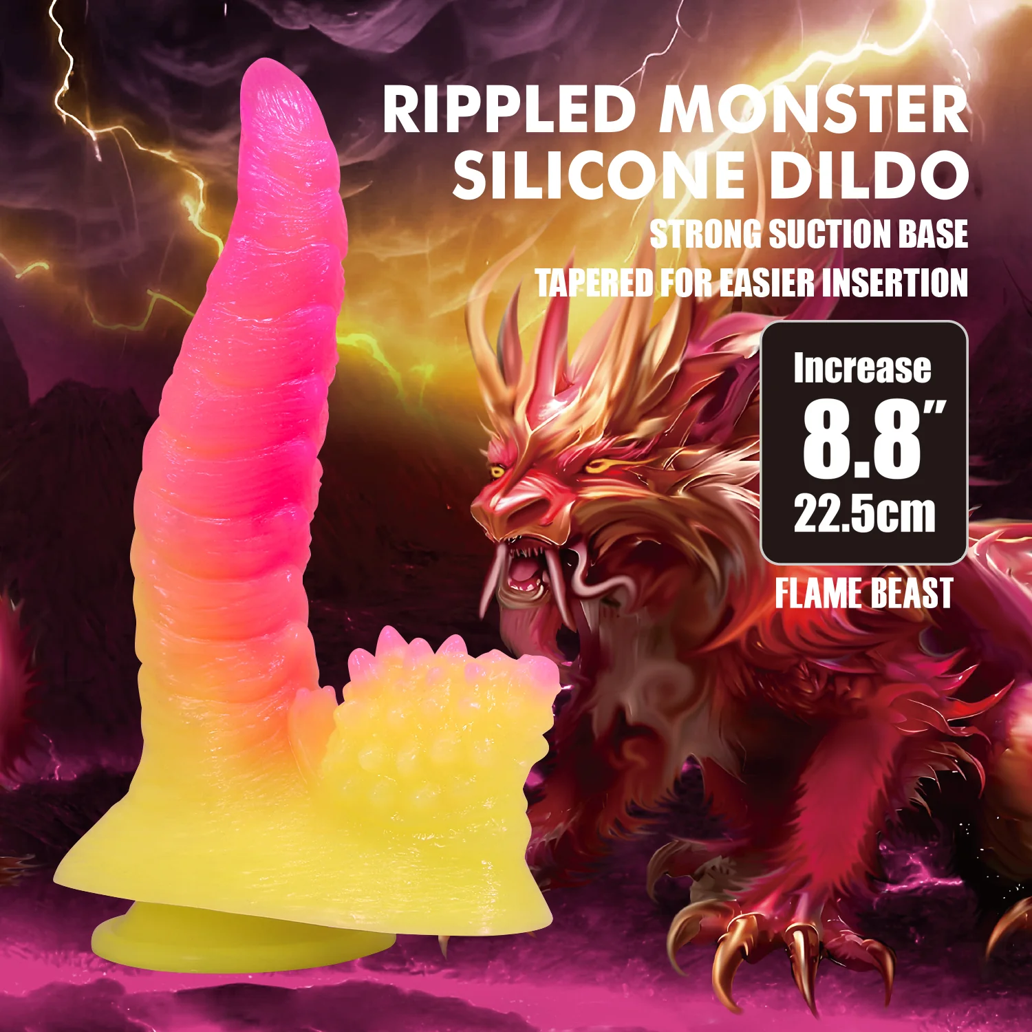 Power Monsters Flame Beast 8.8" Fantasy/Tentacle Dildo - Image 4