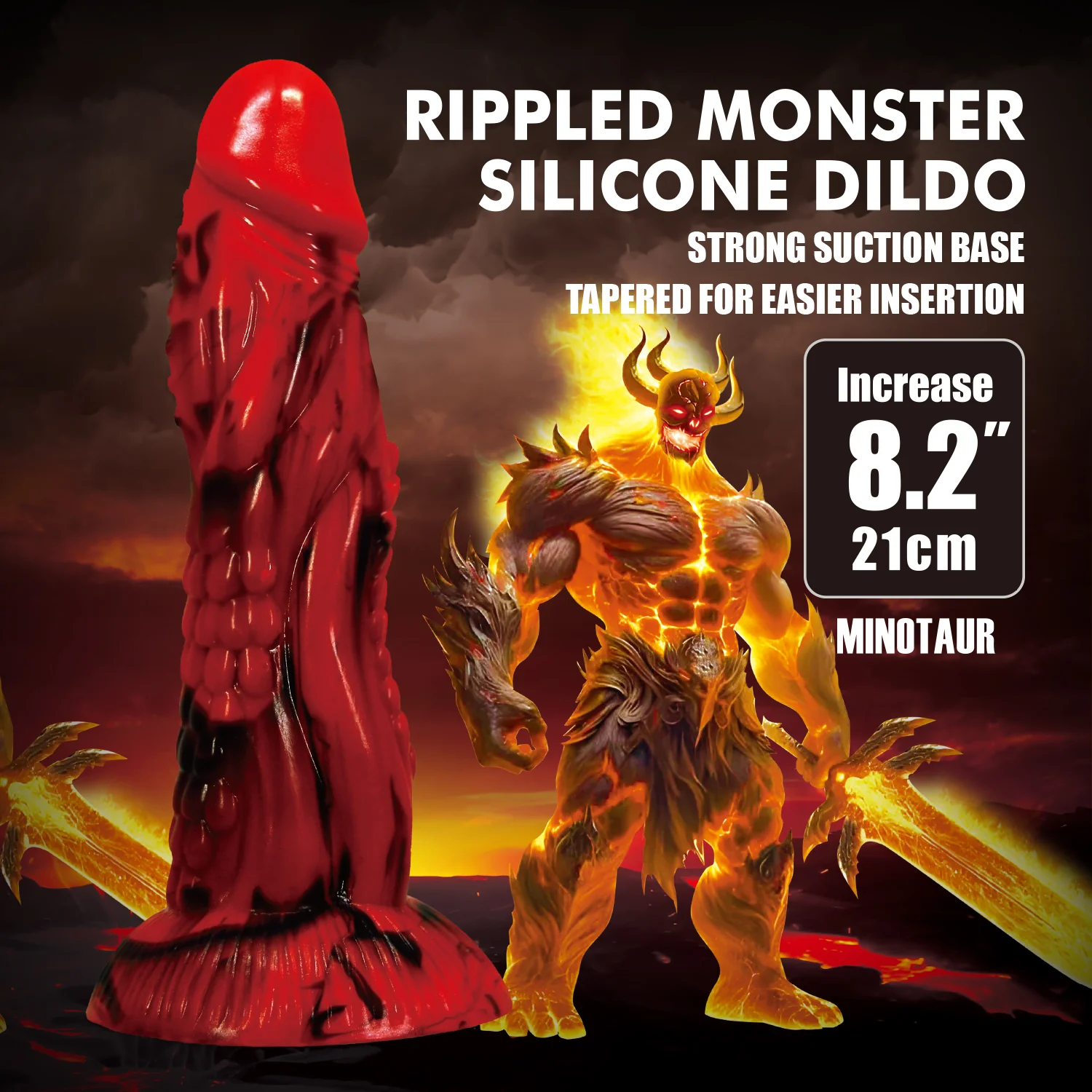 Power Monsters Minotaur 8.2" Fantasy/Tentacle Dildo - Image 3