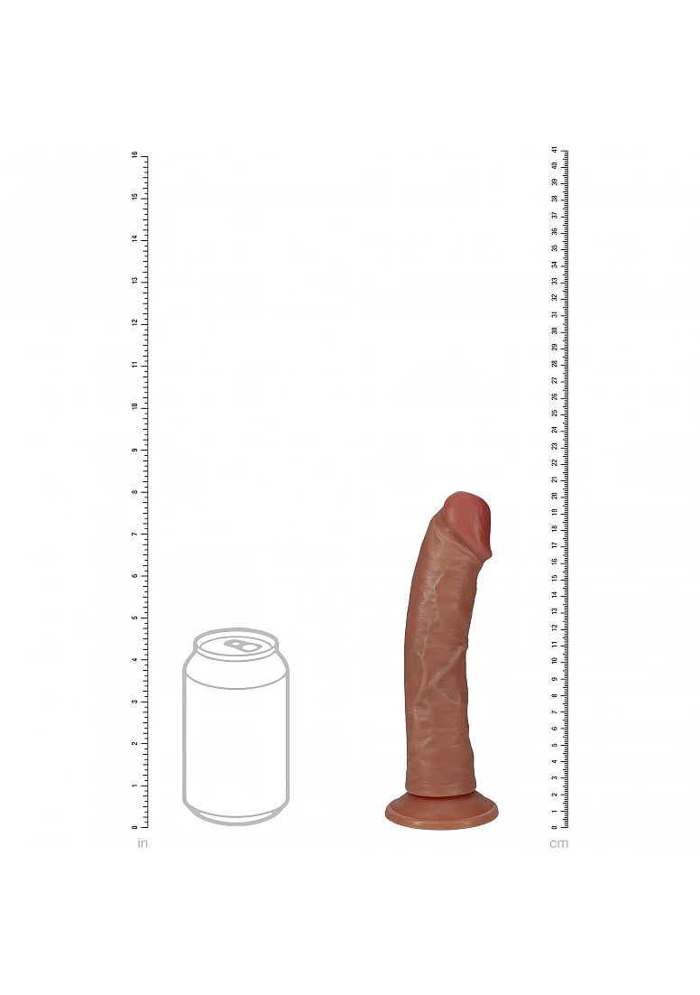 Realrock 8" Vibrating and Rotating Cock - Regular Curved - Tan - Image 5