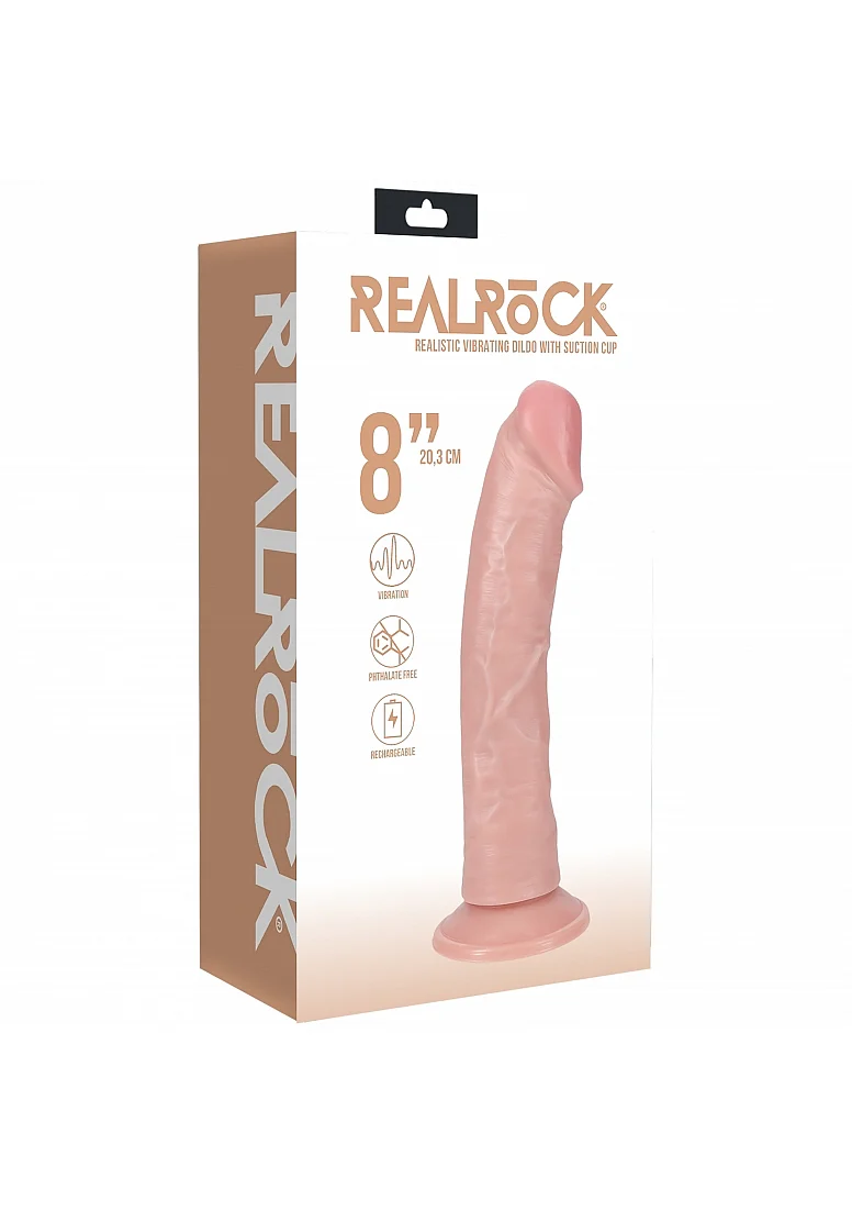 Realrock 8" Vibrating Cock - Regular Curved - Flesh - Image 2