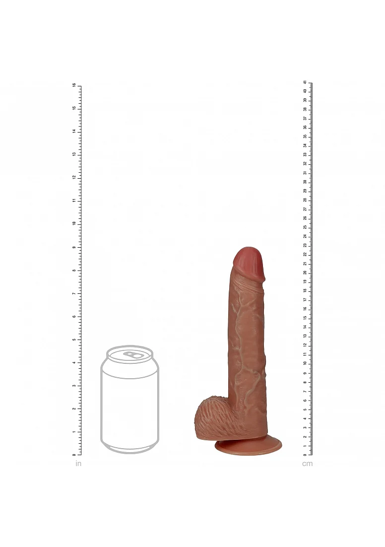 Realrock 9" Vibrating Cock With Balls - Regular Straight - Tan - Image 5