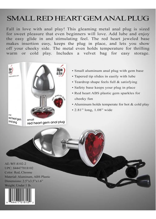 Adam & Eve Red Heart Anal Plug Small - Image 7