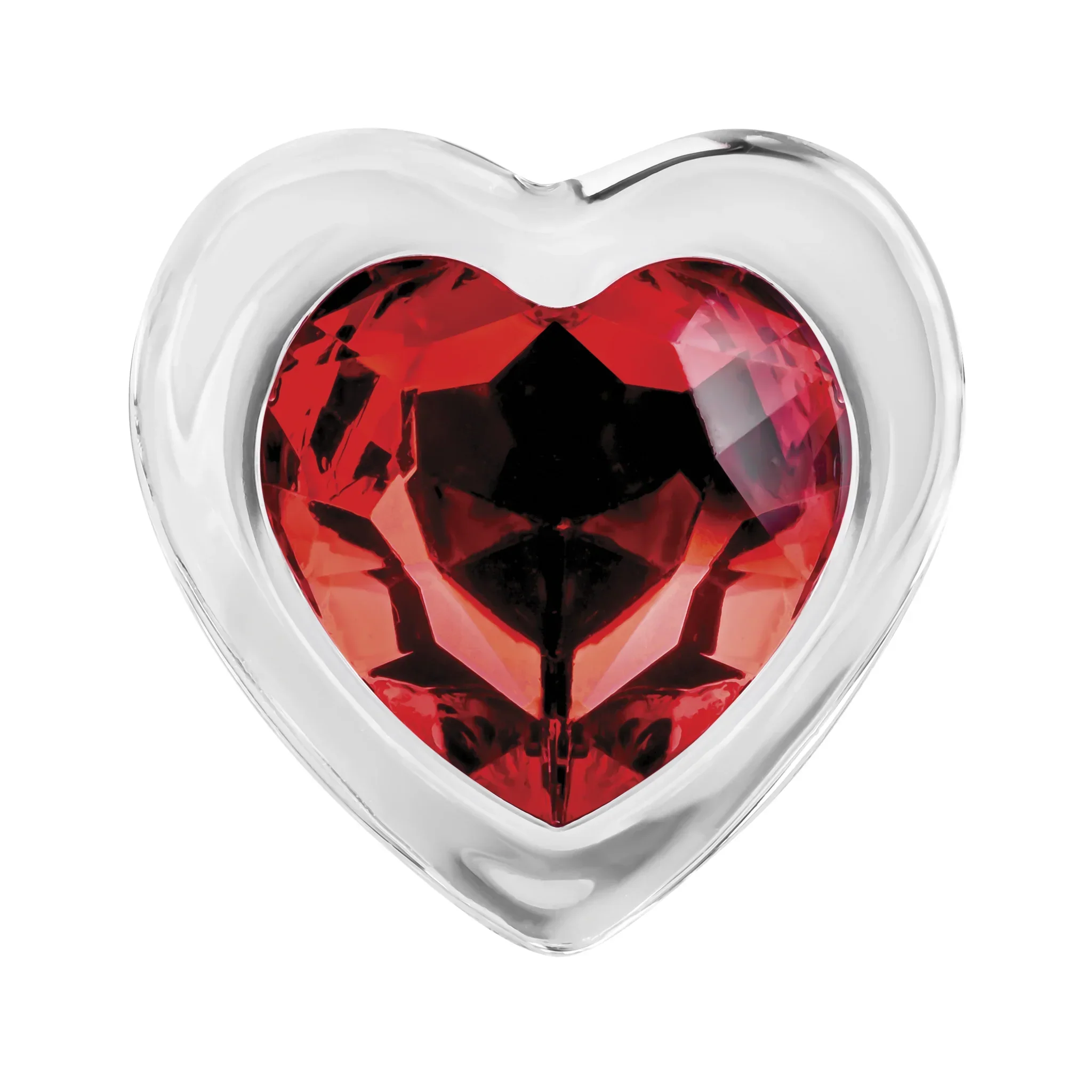 Adam & Eve Red Heart Gem Glass Anal Plug Medium - Image 4