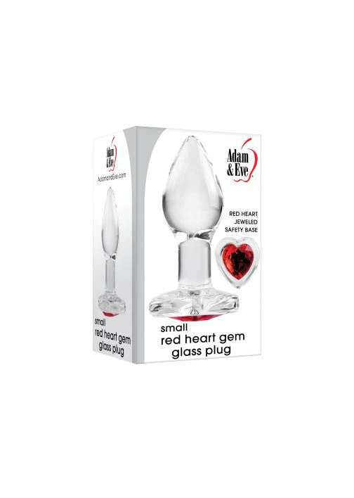 Adam & Eve Red Heart Gem Glass Anal Plug - Small