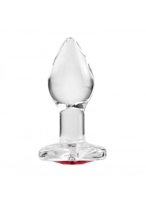 Adam & Eve Red Heart Gem Glass Anal Plug - Small - Image 2