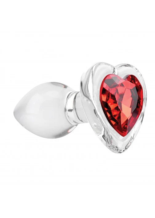 Adam & Eve Red Heart Gem Glass Anal Plug - Small - Image 3