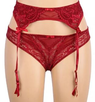 Oh Yeah Red Wine Panty/Garter P5194-2-XL - Image 2