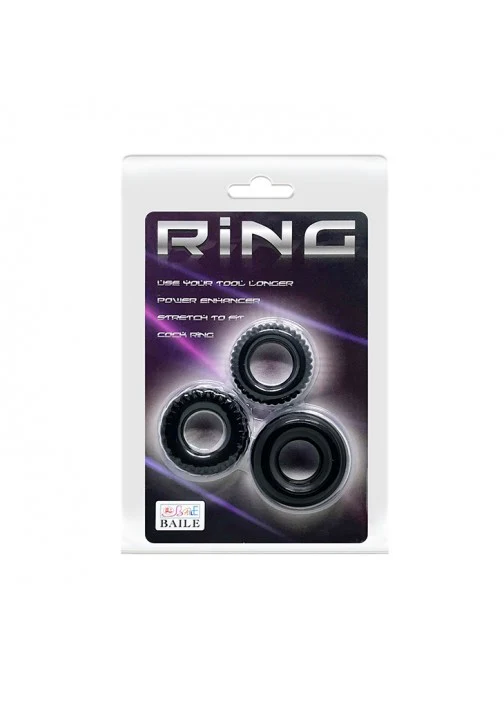 Pretty Love Ring Black 3 Pack