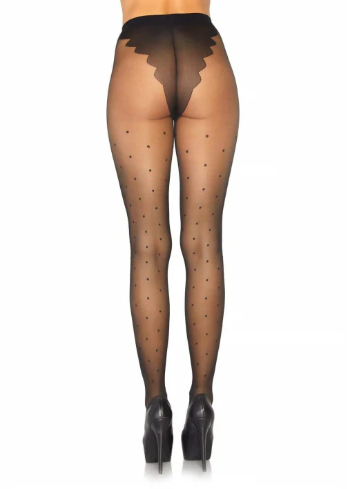 Sheer French Cut Polka Dot Hose OS - 7934 - Image 3