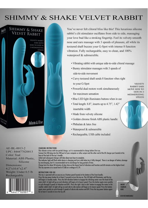 Adam & Eve Shimmy & Shake Velvet Rabbit - Image 4
