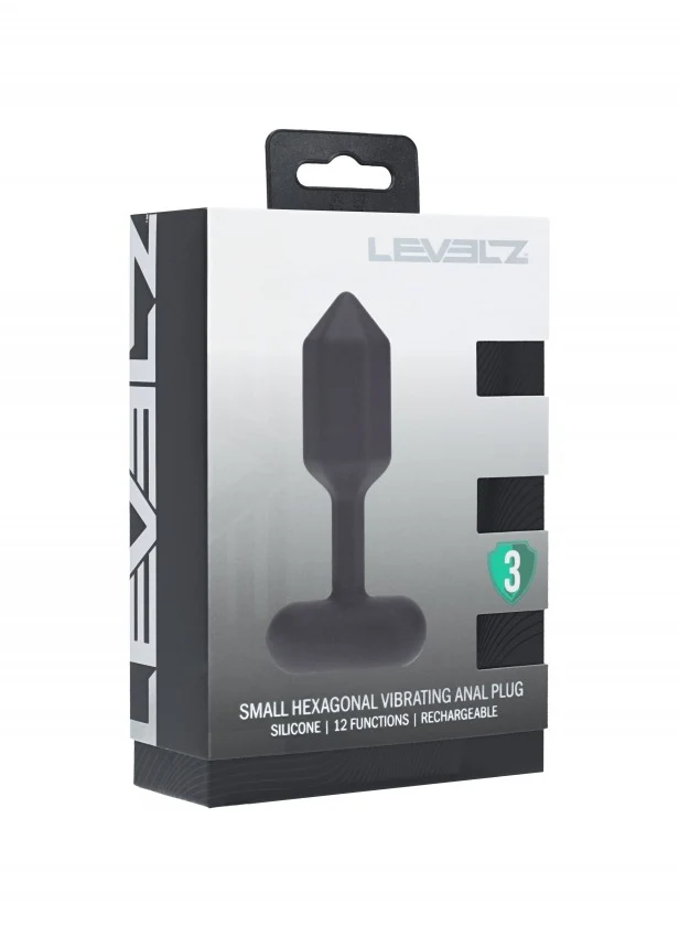 Levelz Hexagonal Vibrating Silicone Anal Plug Small Black
