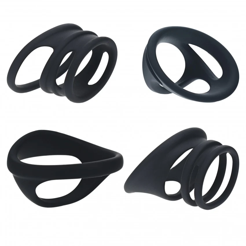 Levelz Set of 4 Silicone Cock & Ball Rings Black - Image 2