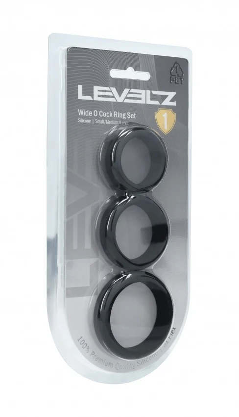 Levelz Wide O Silicone Cock Ring Set of 3 Black